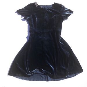 NWT Talbots Velvet A-Line Midi-Length Navy Dress